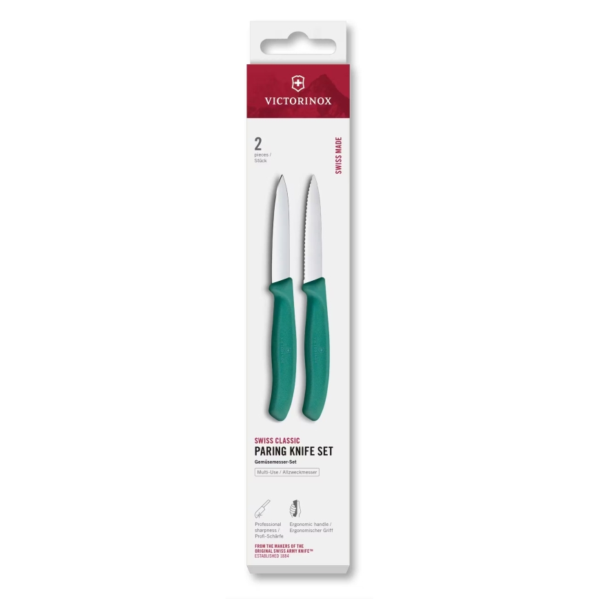 Victorinox - SWISS CLASSIC daržovių peilių rinkinys, 8 cm, 2 vnt., turkio spalvos