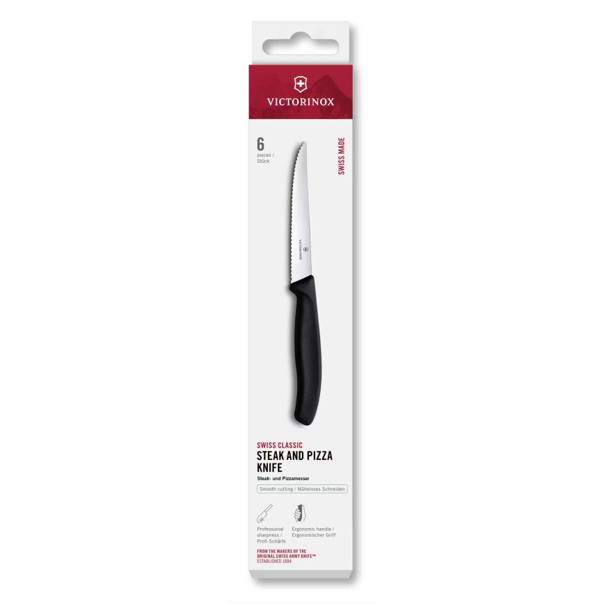 Victorinox - SWISS CLASSIC kepsnio peilių rinkinys 11 cm, 6 vnt., juodas