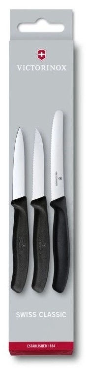 Victorinox - Virtuvinių peilių rinkinys daržovėms 3 vnt. juoda