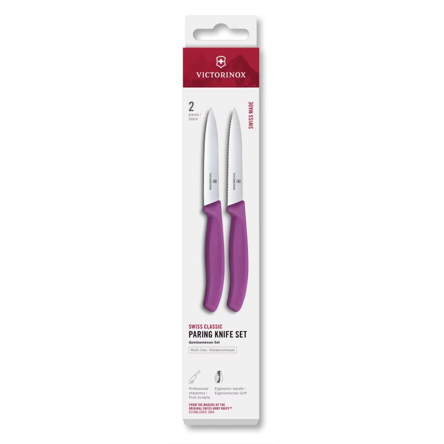 Victorinox - Virtuvinių peilių rinkinys daržovėms SWISS CLASSIC, 10 cm, 2 vnt., violetinė