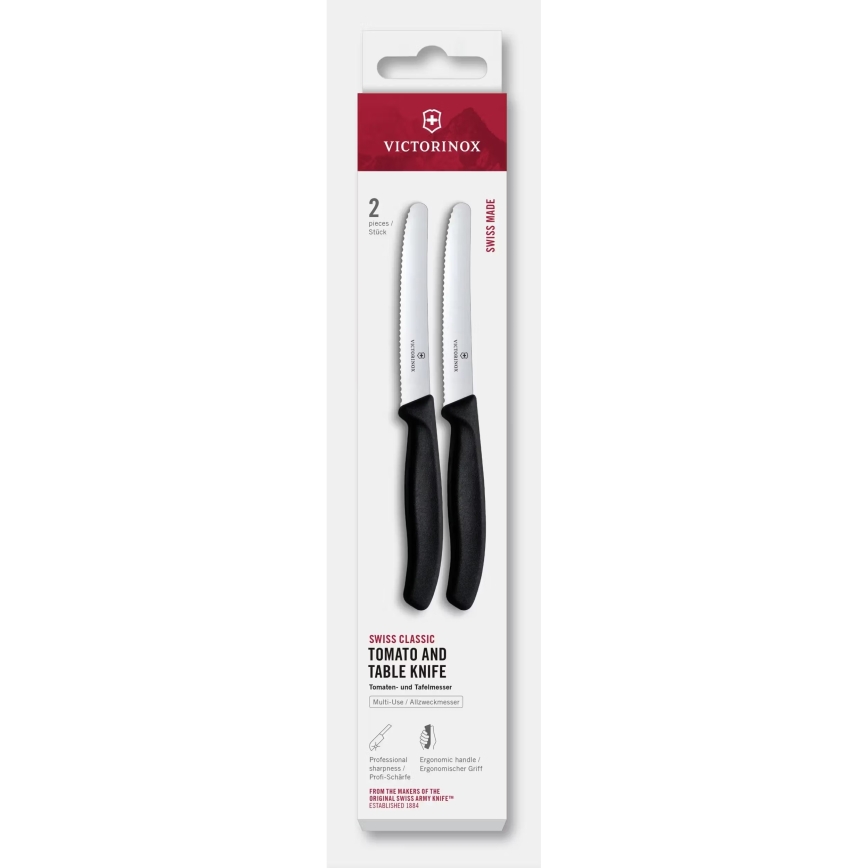 Victorinox - Virtuvinių peilių rinkinys daržovėms SWISS CLASSIC, 11 cm, 2 vnt., juodos spalvos