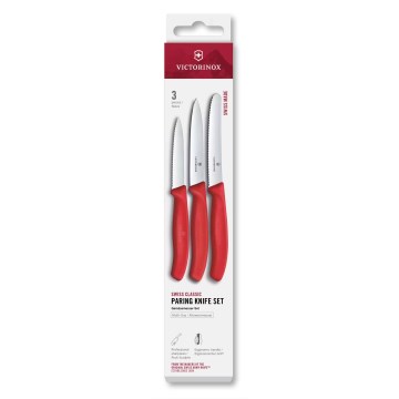 Victorinox - Virtuvinių peilių rinkinys daržovėms SWISS CLASSIC 3 vnt. raudona