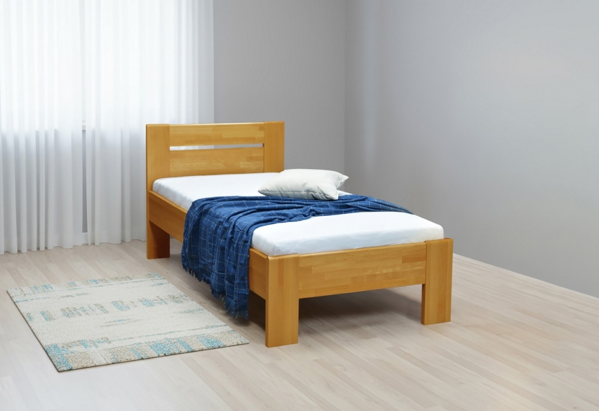 Viengulė lova AMBER 90x200 cm, šviesus riešutas