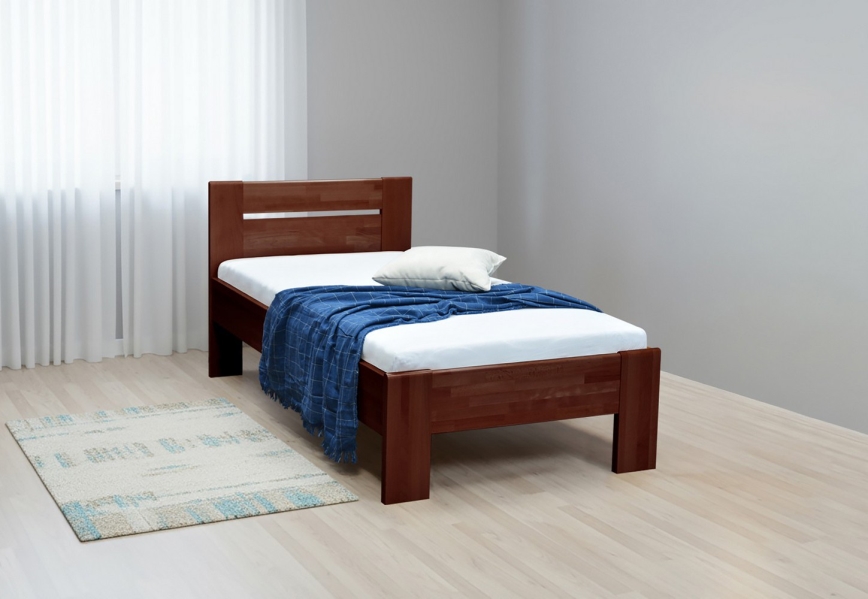 Viengulė lova AMBER 90x200 cm, tamsus riešutas