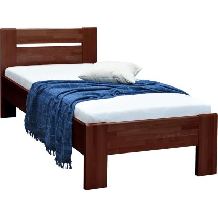 Viengulė lova AMBER 90x200 cm, tamsus riešutas