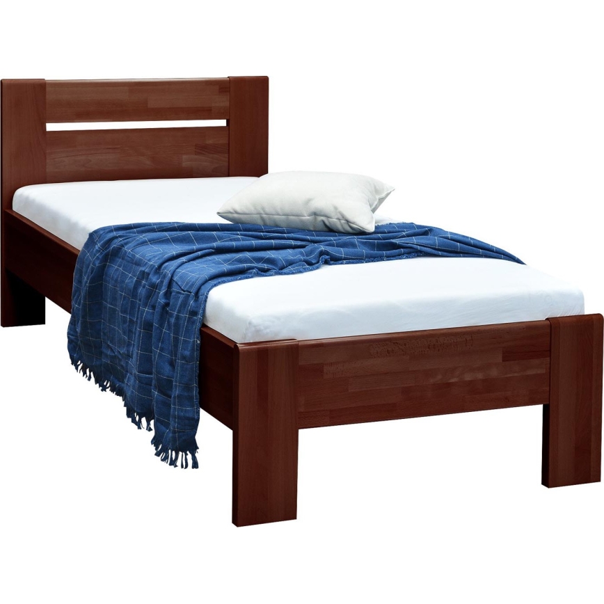 Viengulė lova AMBER 90x200 cm, tamsus riešutas