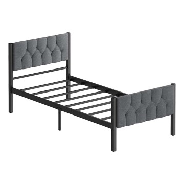 Viengulė metalinė lova KAROM, 90 x 200 cm, pilka, leistina apkrova 120 kg