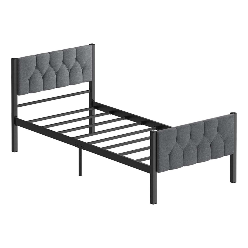 Viengulė metalinė lova KAROM, 90 x 200 cm, pilka, leistina apkrova 120 kg