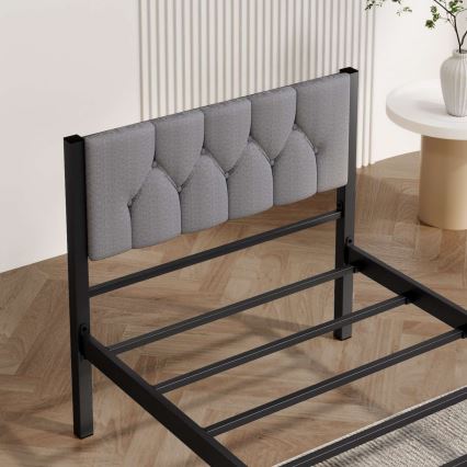 Viengulė metalinė lova KAROM, 90 x 200 cm, pilka, leistina apkrova 120 kg
