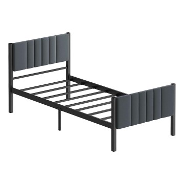 Viengulė metalinė lova LUNOR 90x200 cm antracitas maksimali apkrova 120 kg