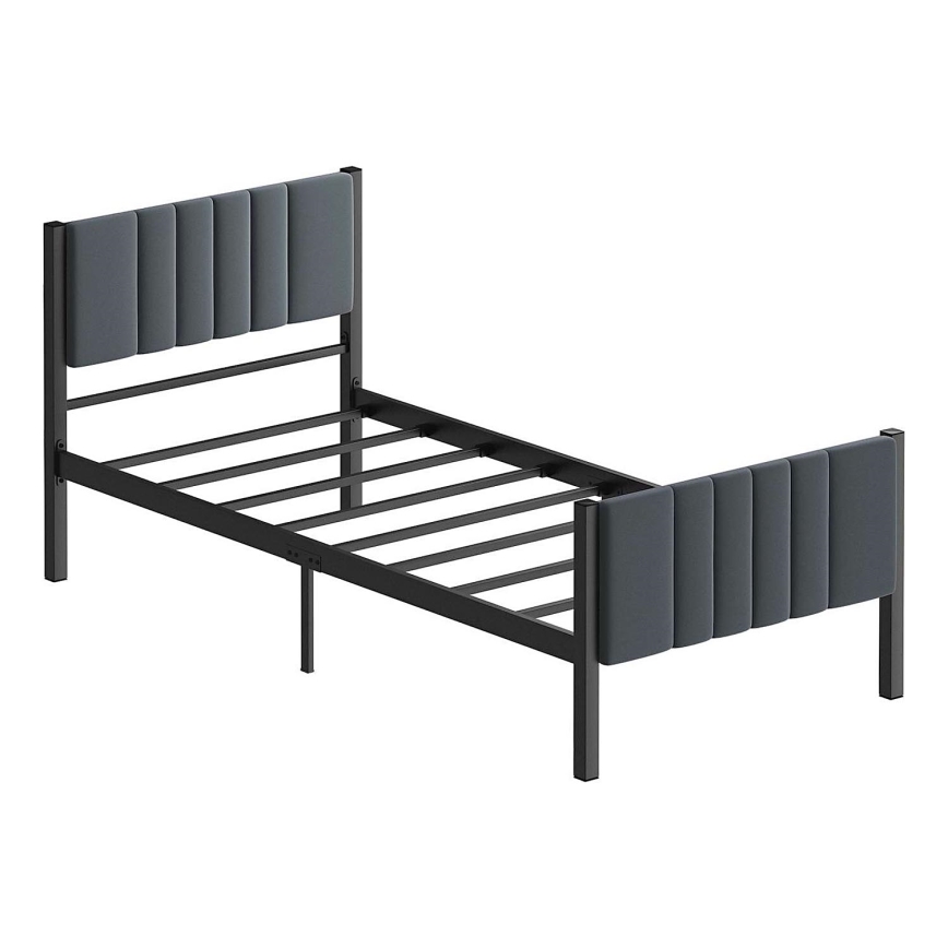 Viengulė metalinė lova LUNOR 90x200 cm antracitas maksimali apkrova 120 kg