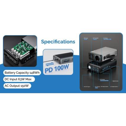 Viking - 148 Wh įkrovimo stotis su LED ekranu ir Power Delivery