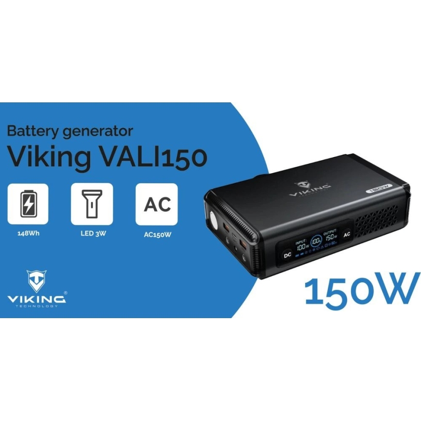 Viking - 148 Wh įkrovimo stotis su LED ekranu ir Power Delivery