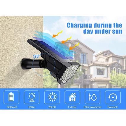 Viking - LED saulės lempa LED/1W/3,7V IP65 6000K 2200 mAh