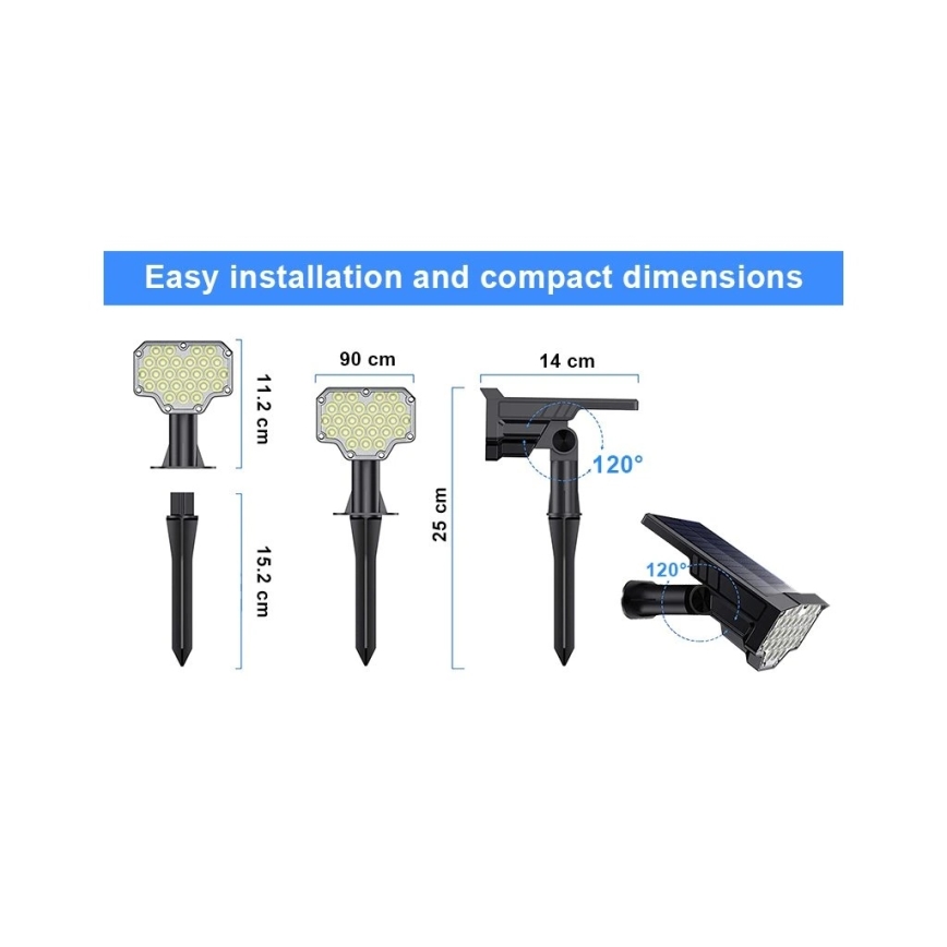 Viking - LED saulės lempa LED/1W/3,7V IP65 6000K 2200 mAh