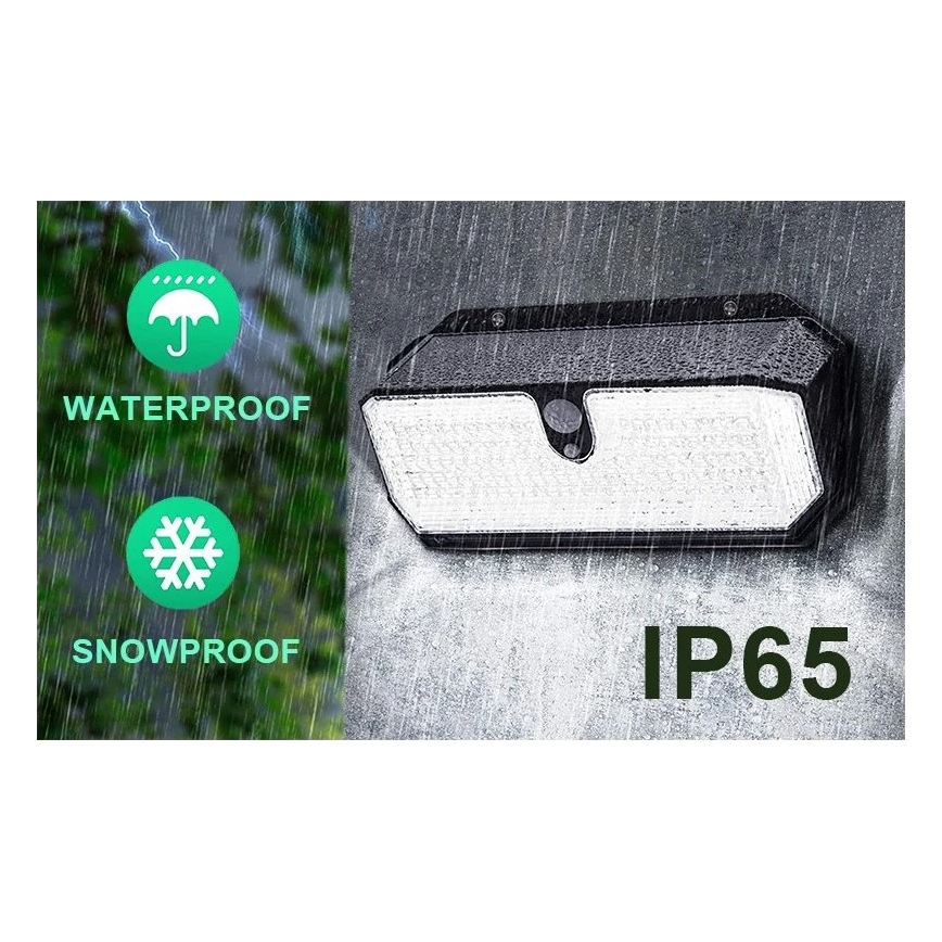 Viking - LED saulės sieninis šviestuvas su jutikliu LED/2W/3,7V IP65 6000K 2200 mAh