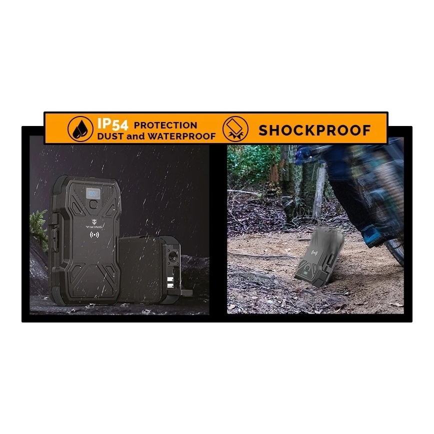 Viking - Power Bank su LED žibintuvėliu, belaidžiu įkrovimu ir saulės moduliu Power Delivery 22,5W/10000 mAh