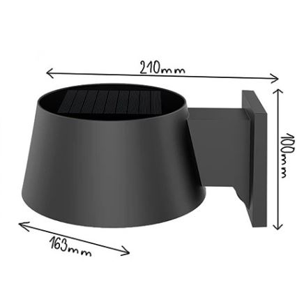 Viking - reguliuojamas saulės sieninis LED šviestuvas su jutikliu LED/1W/3,7V IP44 4000K 2000 mAh