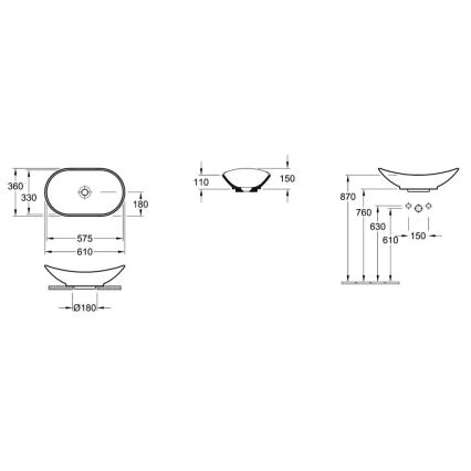 Villeroy & Boch 411060R1 - Praustuvas ant stalviršio MY NATURE 61x36 cm keramika/balta