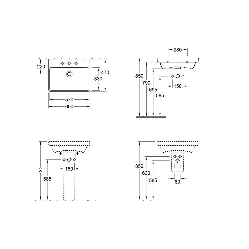 Villeroy & Boch 415860R1 - Pakabinamas praustuvas AVENTO 60x47 cm, keraminis, baltas