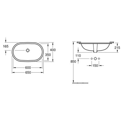 Villeroy & Boch 41626001 - Įleidžiamas praustuvas O.NOVO 60x35 cm keramika/balta