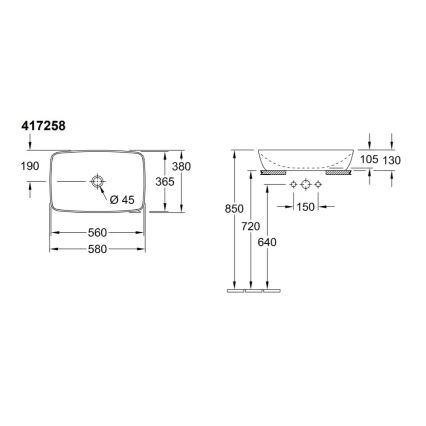 Villeroy & Boch 417258BCT8 - Ant stalviršio pastatomas praustuvas ARTIS 58x38,5 cm keramika/juodas