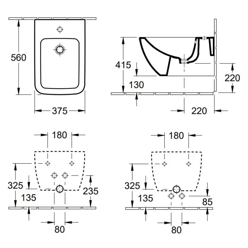 Villeroy & Boch 441100R1 - Pakabinamas bidė VENTICELLO keramika/balta