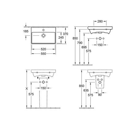 Villeroy & Boch 4A005501 - Pakabinamas praustuvas AVENTO 55x37 cm keramika/balta
