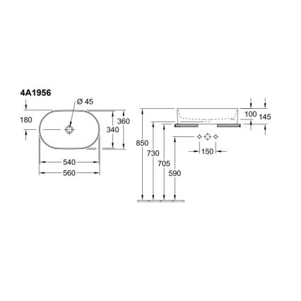 Villeroy & Boch 4A1956R1 - Praustuvas ant stalviršio COLLARO 56x36 cm keramika/balta