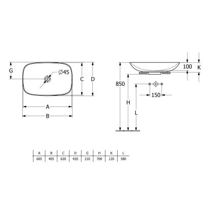 Villeroy & Boch 4A500001 - Praustuvas ant stalviršio LOOP&FRIENDS 62x42 cm keramika/balta