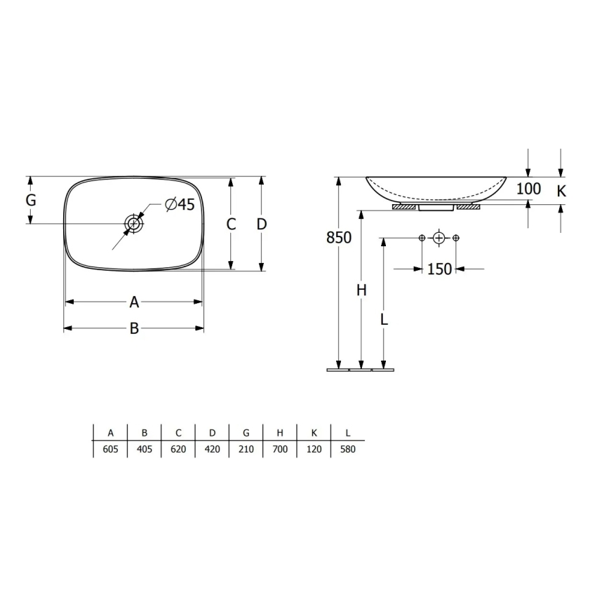 Villeroy & Boch 4A500001 - Praustuvas ant stalviršio LOOP&FRIENDS 62x42 cm keramika/balta