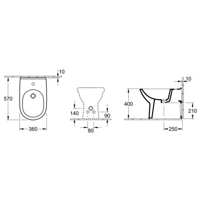Villeroy & Boch 54610001 - Ant grindų montuojama bidė O.NOVO 57x36 cm keramika/balta
