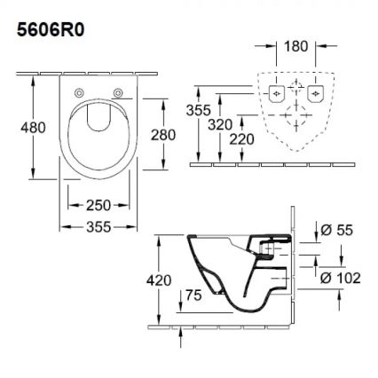 Villeroy & Boch 5606R0R1 - Pakabinamas unitazas SUBWAY 2.0, keramika/balta