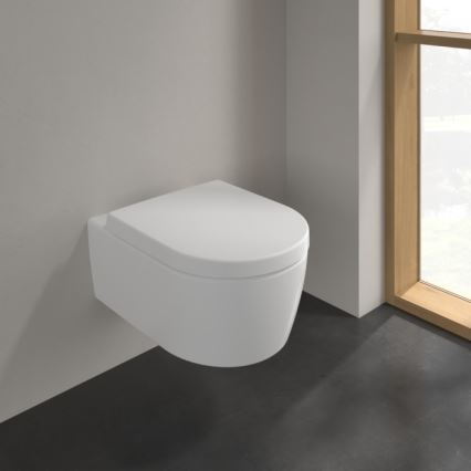 Villeroy & Boch 5656HRRW - Pakabinamas WC su lėtai užsidarančia SoftClose AVENTO sėdyne keramika/balta