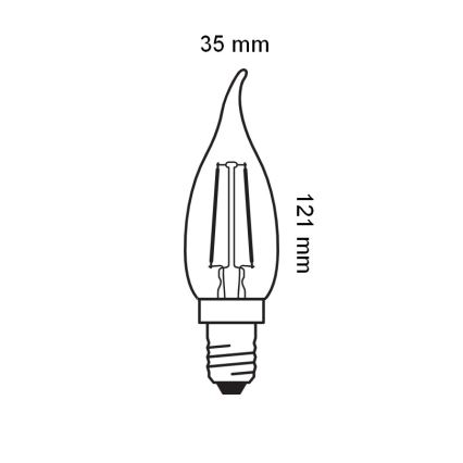 Vintažinė LED filamentinė lemputė E14/1,5W/230V 2400K - Osram