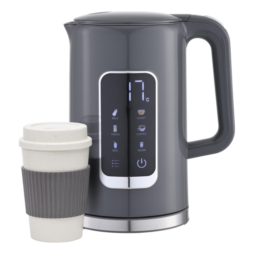 Virdulys su LCD ekranu 1,7 l 2200W/230V pilka + kelioninė taurė 450 ml
