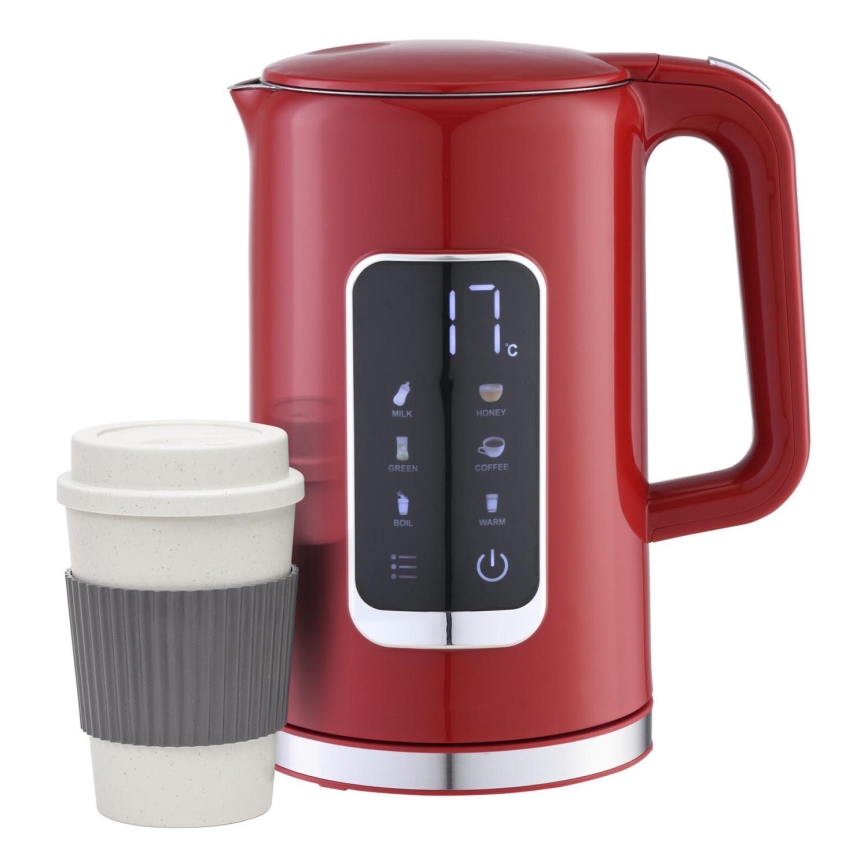 Virdulys su LCD ekranu 1,7 l 2200W/230V raudona + kelioninė taurė 450 ml