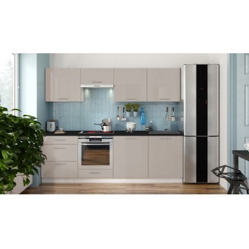 Virtuvės komplektas CELESTE 240 cm, blizgus taupe spalvos