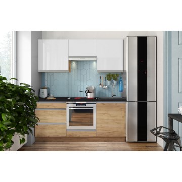 Virtuvės komplektas MARINA 180 cm ąžuolas Craft/blizgi balta