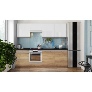 Virtuvės komplektas MARINA 240 cm ąžuolas craft/blizgi balta