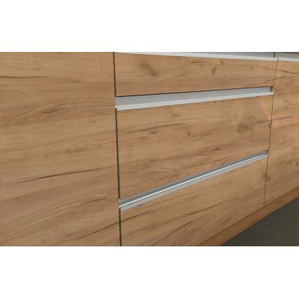 Virtuvės komplektas MARINA 240 cm, ąžuolas Craft / blizgi balta