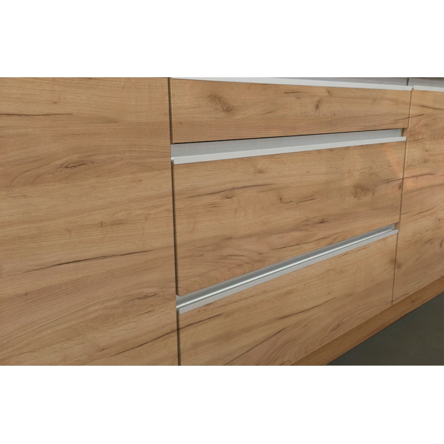 Virtuvės komplektas MARINA 240 cm, ąžuolas Craft / blizgi balta