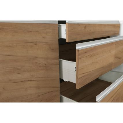 Virtuvės komplektas MARINA 240 cm, ąžuolas Craft / blizgi balta