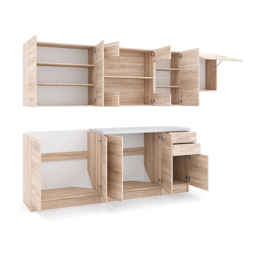 Virtuvės komplektas MARISA 260 cm, sonoma ąžuolas