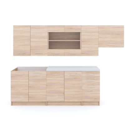 Virtuvės komplektas MARISA 260 cm, sonoma ąžuolas