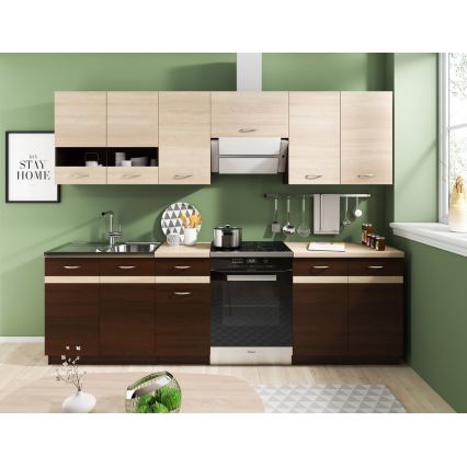 Virtuvės komplektas VALERIA 240 cm sonoma ąžuolas/ruda