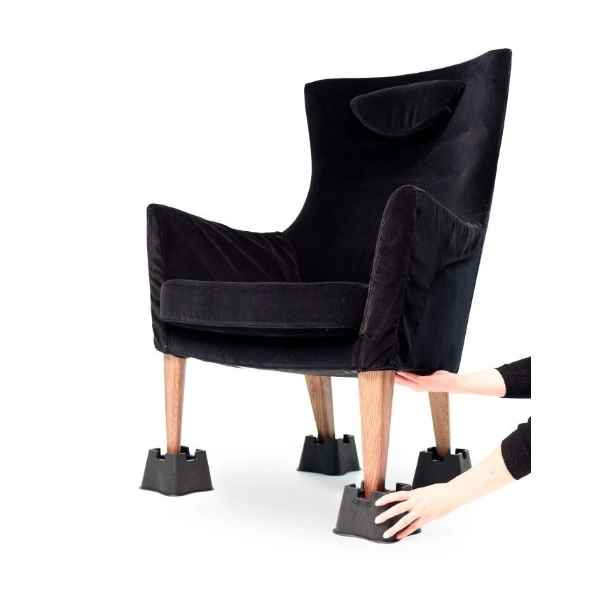 Vitility - Rinkinys 4 vnt. lovos pakėlėjų, 7 cm, juodi