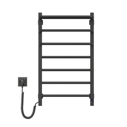 Vonios elektrinis radiatorius su termostatu FORTIS 350 W/230 V 80,6 cm IP44, juodas, kairinis
