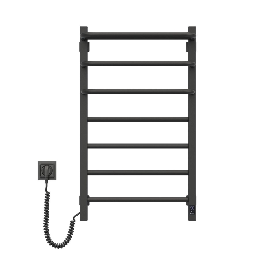 Vonios elektrinis radiatorius su termostatu FORTIS 350 W/230 V 80,6 cm IP44, juodas, kairinis
