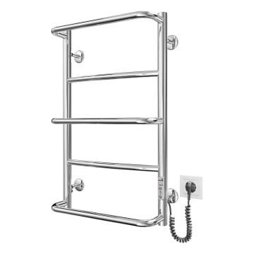 Vonios kambario kopėčių radiatorius LUX 65W/230V 66x42 cm iš nerūdijančio plieno/blizgaus chromo, dešinysis